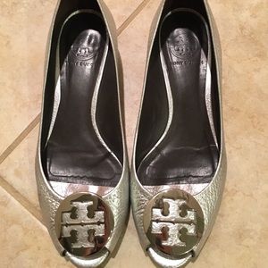 Tory Burch silver flats